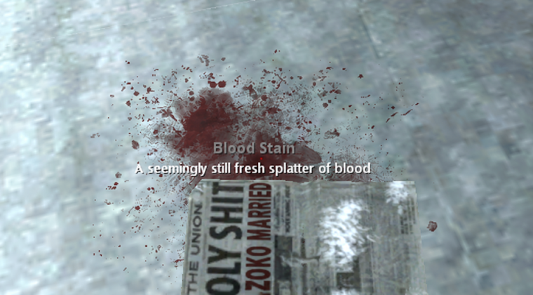 A blood stain displaying its identifying hover text.
